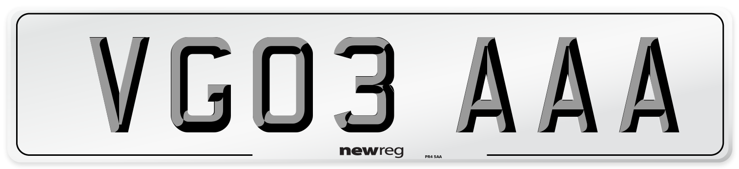 VG03 AAA Number Plate from New Reg